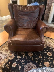 Brown Leather Wingback Armchair