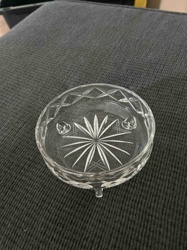 Footed Crystal Dish with Starburst Pattern