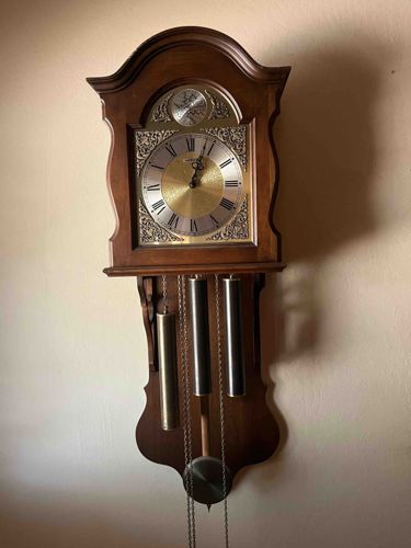 Traditional Wall-Mounted Pendulum Clock with Chimes