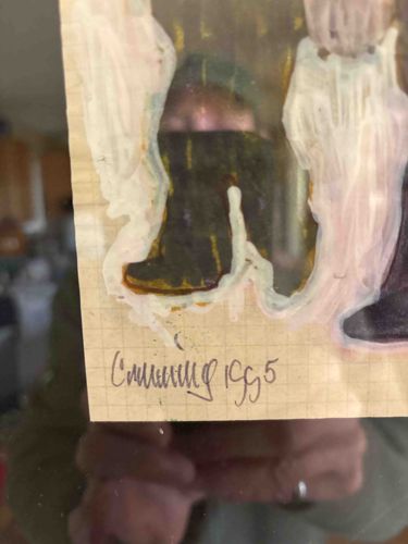 Signed Mixed Media Work on Graph Paper by George Condos (Attributed)