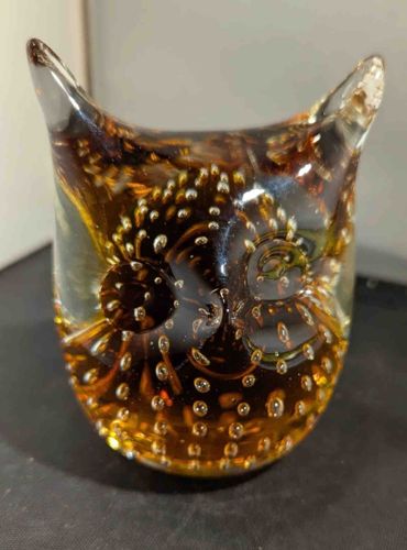 Murano Bullicante Art Glass Owl Figurine