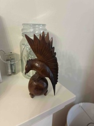Carved Wooden Eagle on Sphere Sculpture