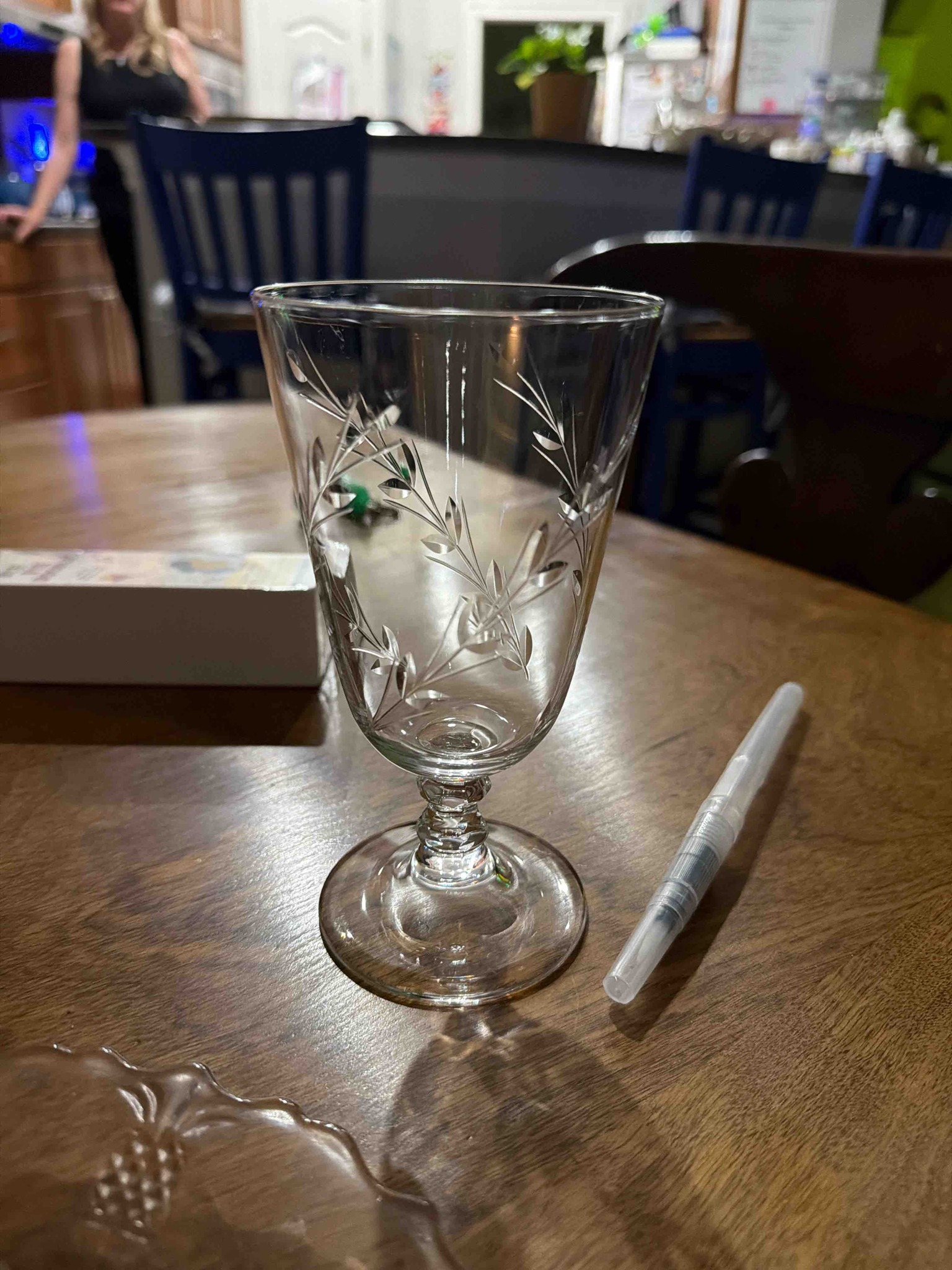 Vintage Wheel-Cut Laurel Leaf Pattern Goblet