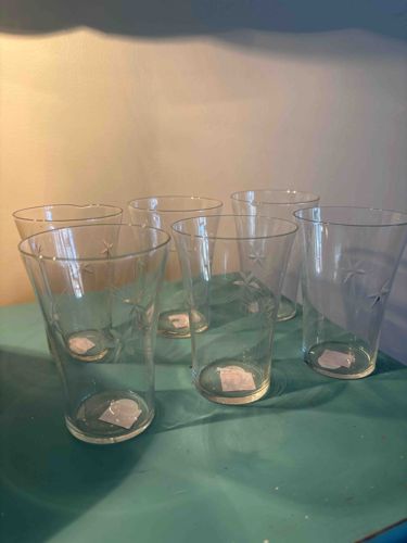 Mid-Century Starburst Etched Tumbler Set