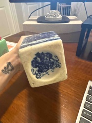 Blue and White Ceramic Cube/Planter