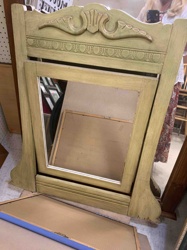 Distressed Greenish-Yellow Cheval Mirror