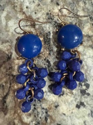 Royal Blue Faceted Bead Dangle Earrings