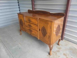 Art Deco Style Walnut Sideboard with Carved Inlay