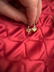 Silver-Toned Drop Earrings with Square Green Gemstones