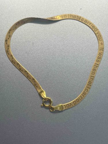 14k Gold Herringbone Bracelet with 'Footprints in the Sand' Engraving