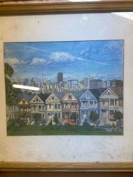 Framed Print of 'Painted Ladies' with San Francisco Skyline