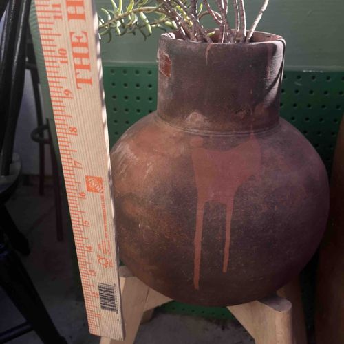 Terracotta Pot or Jar with Red Drip Glaze