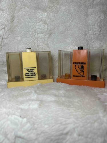 Vintage Mid-Century Novelty Plastic Salt and Pepper Shakers with Advertising