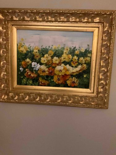 Impressionist Floral Oil Painting in Gilt Frame