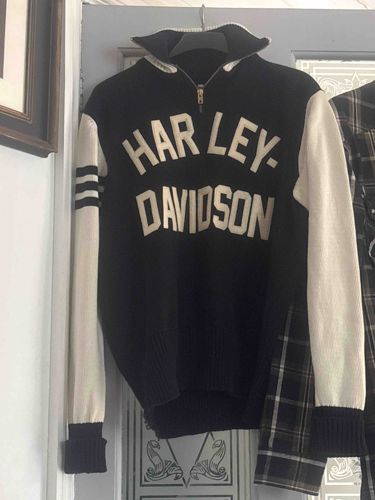 Vintage Harley-Davidson Quarter-Zip Knit Sweater