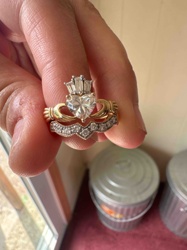 Diamond Claddagh Ring with Contoured Diamond Band Set
