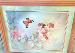 Framed Musical Butterfly and Floral Print