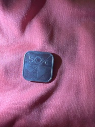 Dutch 50 Cents Coin (Square, Wilhelmina)
