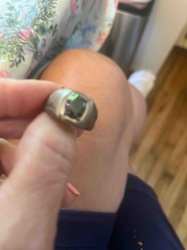 Men's White Metal Ring with Dark Gemstone