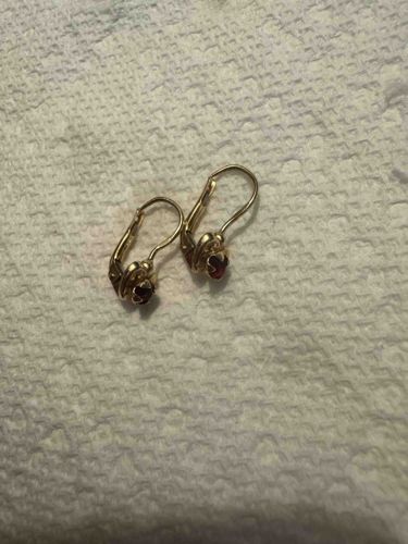 10K Gold Italian Garnet Leverback Earrings