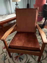 Vintage Arts and Crafts Style Armchair with Velvet Upholstery