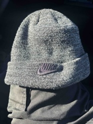 Nike Melange Gray Knit Beanie with Embroidered 'Nike' Logo