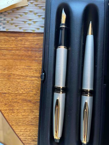 Waterman Hemisphere Matte Silver Duo Writing Set