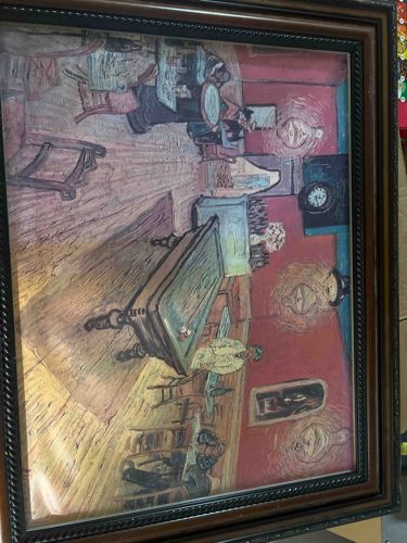 Framed 'The Night Cafe' Textured Reproduction Print