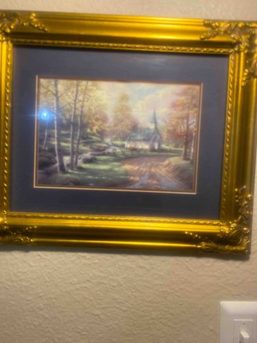 Framed Cottage in Autumn Landscape Print