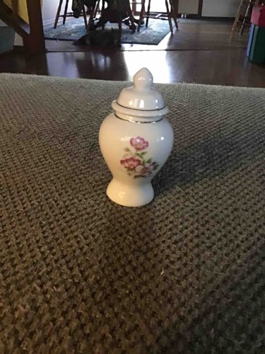 Vintage Floral Porcelain Ginger Jar with Gilt Trim