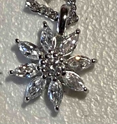 Sterling Silver and Marquise Cubic Zirconia Flower Pendant