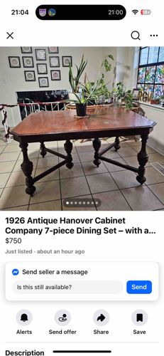 1926 Hanover Cabinet Company Dining Table
