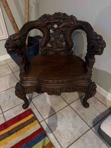Chinese Export Imperial Dragon Carved Armchair
