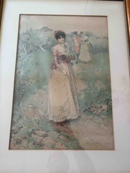 Garden Scene with Figures by Percy Moran