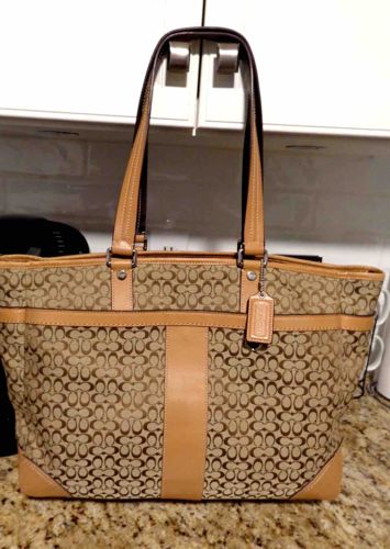 Coach Signature C Jacquard Canvas & Leather Tote Bag