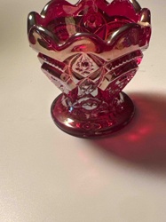 Ruby Red Carnival Glass Footed Candy Dish or Compote