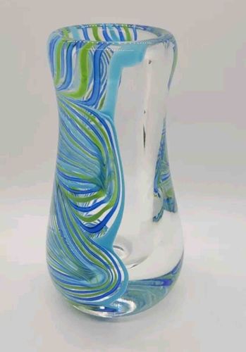 Modern Swirl Pattern Murano Style Art Glass Vase