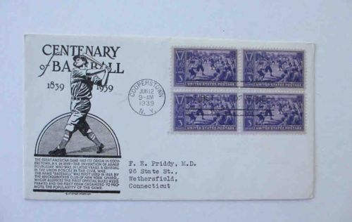 1939 Baseball Centenary First Day Cover
