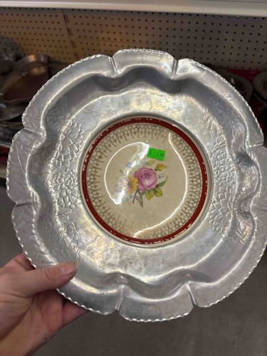 Hammered Aluminum Tray with Ceramic Insert