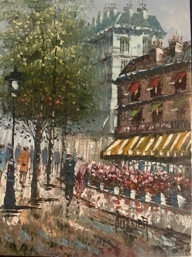 Parisian Street Scene Oil Painting