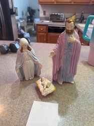 Three-Piece Ceramic Nativity Set (Mary, Joseph, and Baby Jesus in Manger)
