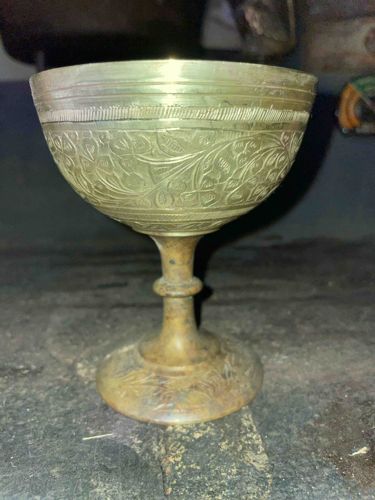 Etched Brass or Bronze Goblet