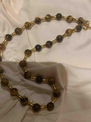 Tiger's Eye and Gold-Toned Bead Toggle Necklace