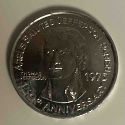 1975 Argus Salutes Jefferson Parish Thomas Jefferson Anniversary Commemorative Token