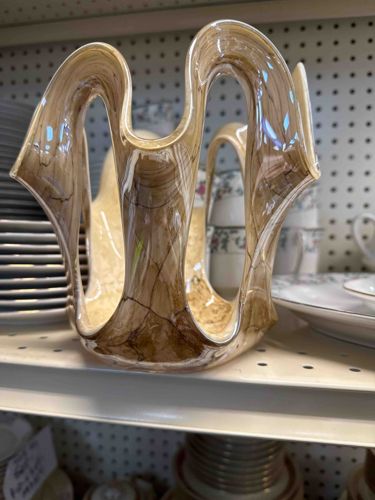 Mid-Century Modern Murano-Style Fazzoletto Hand-Blown Art Glass Vase