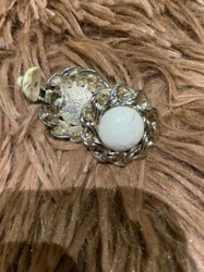 Vintage Silver-Tone Howlite Clip-On Earrings