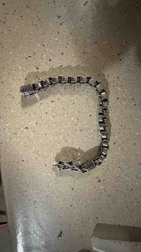 Men's Sterling Silver Venetian Box Link Naga Dragon Bracelet