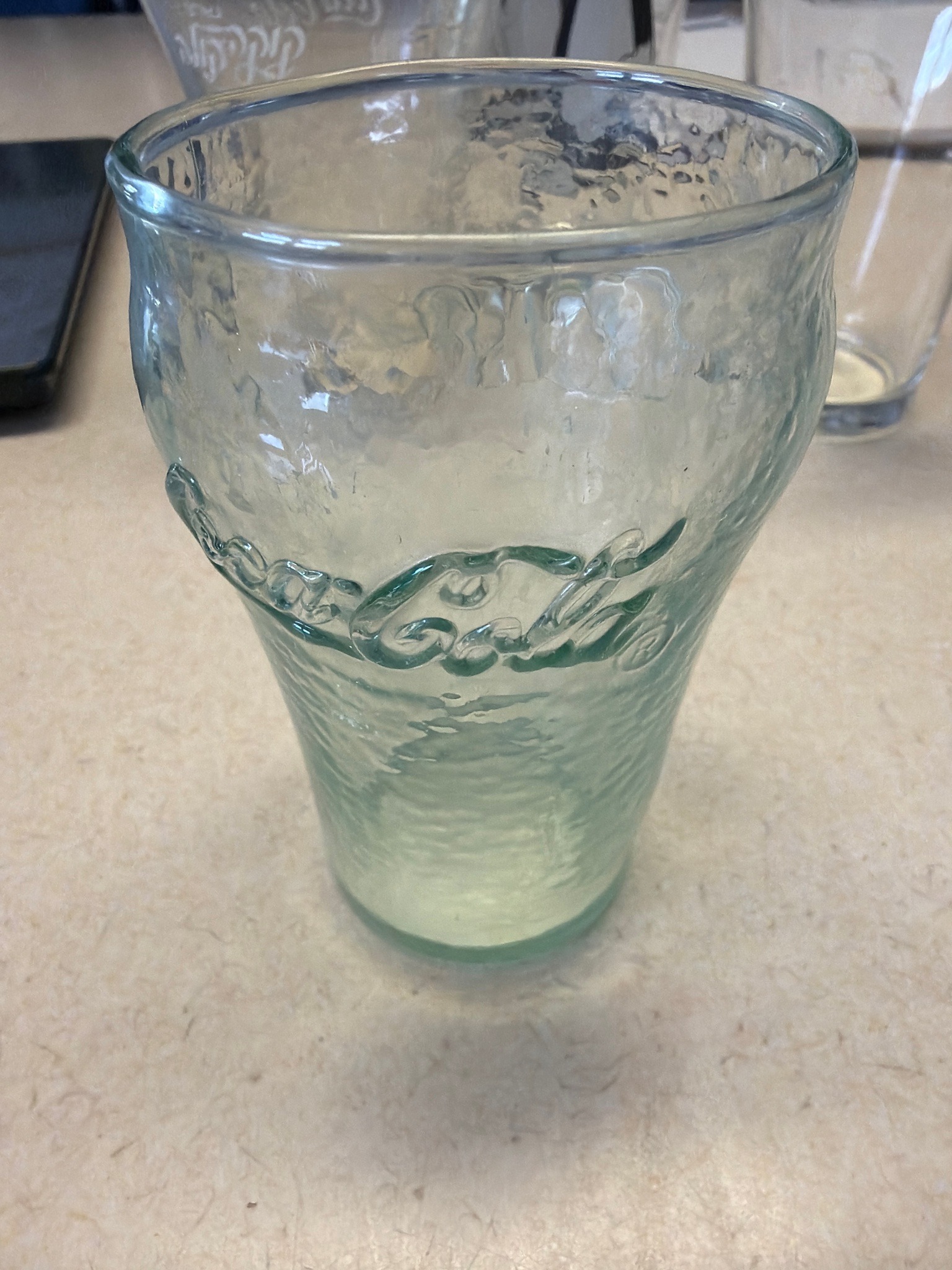 Submitted photo of Coca-Cola embossed drinking glass (not authenticated)