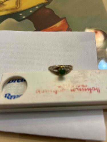 Filigree Ring with Green Stone