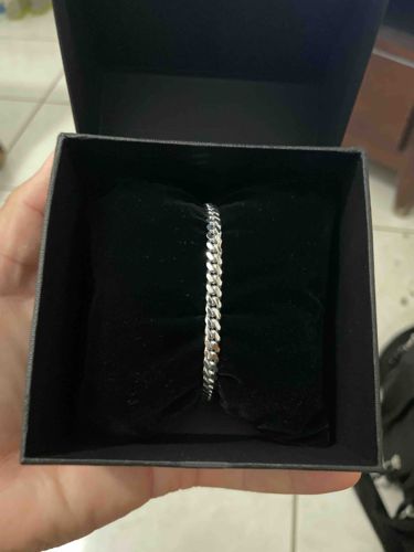 Silver-Tone Cuban Link Bracelet in Presentation Box